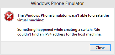 VS2012 : XDE n’a pas trouvé d’adresse IPV4 pour l’ordinateur hôte