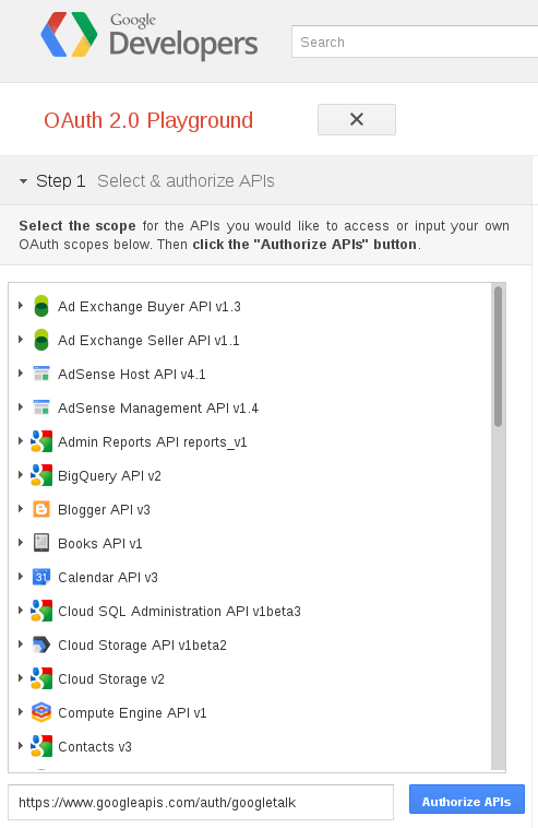 Google Talk : OAuth 2 : Etape 1