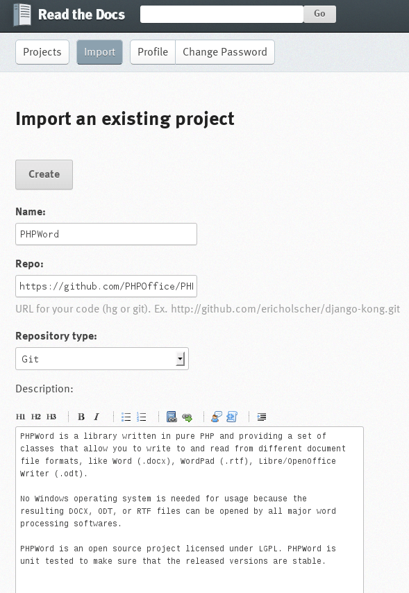 ReadTheDocs : Import (1/2)