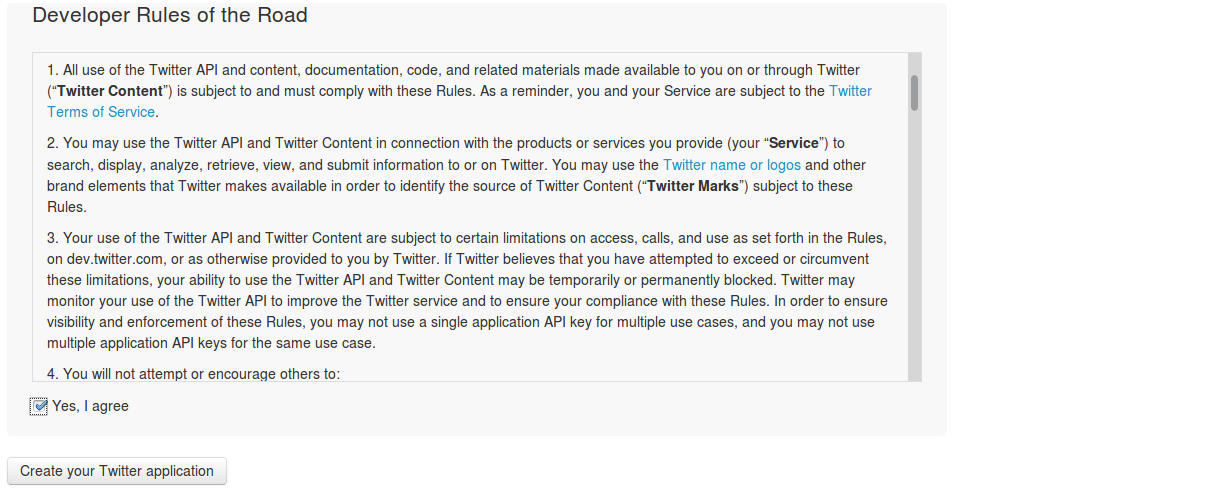 Twitter : Creation de l’application