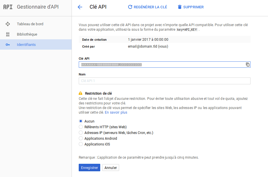 Google APIs : Créer une application